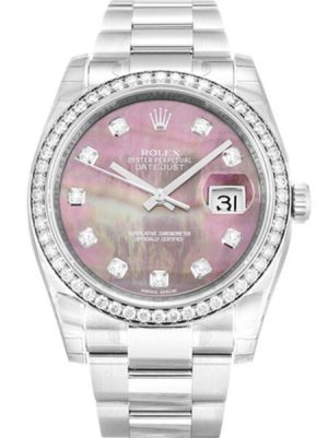 Replica Rolex Datejust 36mm Mother of Pearl - Black Dial 116244