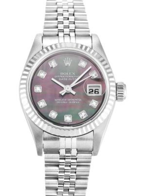 Replica Rolex Lady-Datejust 26mm Mother of Pearl - Black Dial 79174