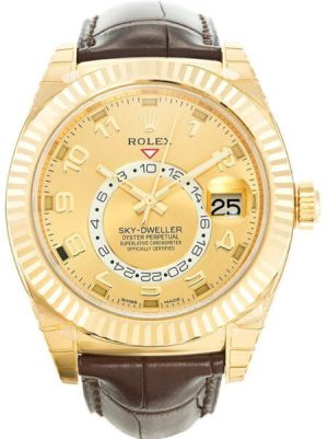 Replica Rolex Sky-Dweller 42mm Gold Dial 326138