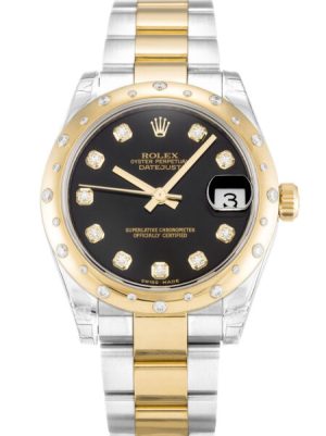 Replica Rolex Datejust Mid-Size 31mm Black Dial 178343
