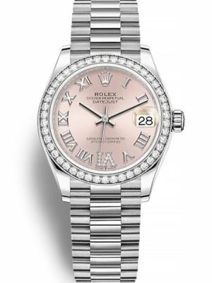 Replica Rolex Datejust 31mm Pink set with diamonds Dial 278384RBR